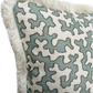 Colefax & Fowler Aqua Squiggle Fringed Lumber Cushion