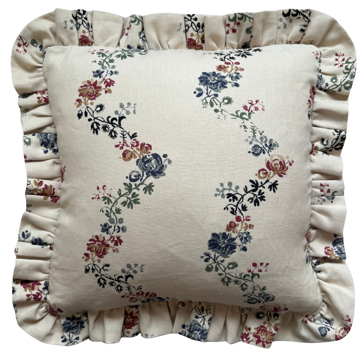 Penny Morrison Vine Flowers Ruffled Cushion