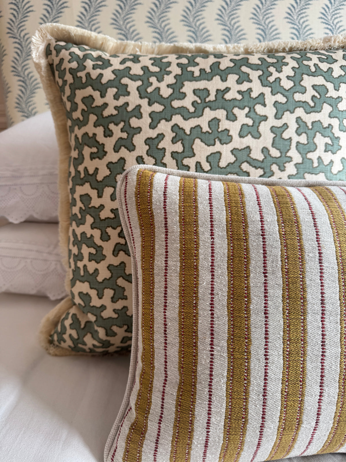 Bespoke Penny Morrison Sketched Stripe Gold Cushion