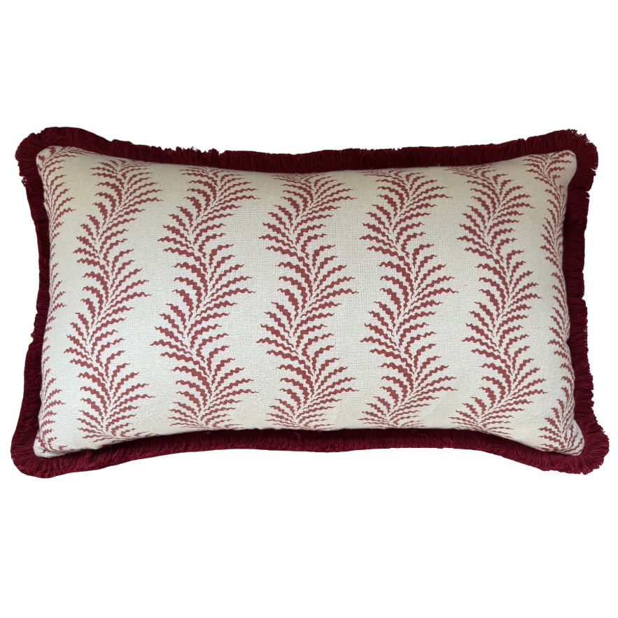 Scrolling Fern Sorolla Red Cushion