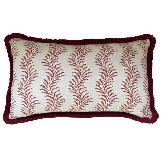 Scrolling Fern Sorolla Red Cushion