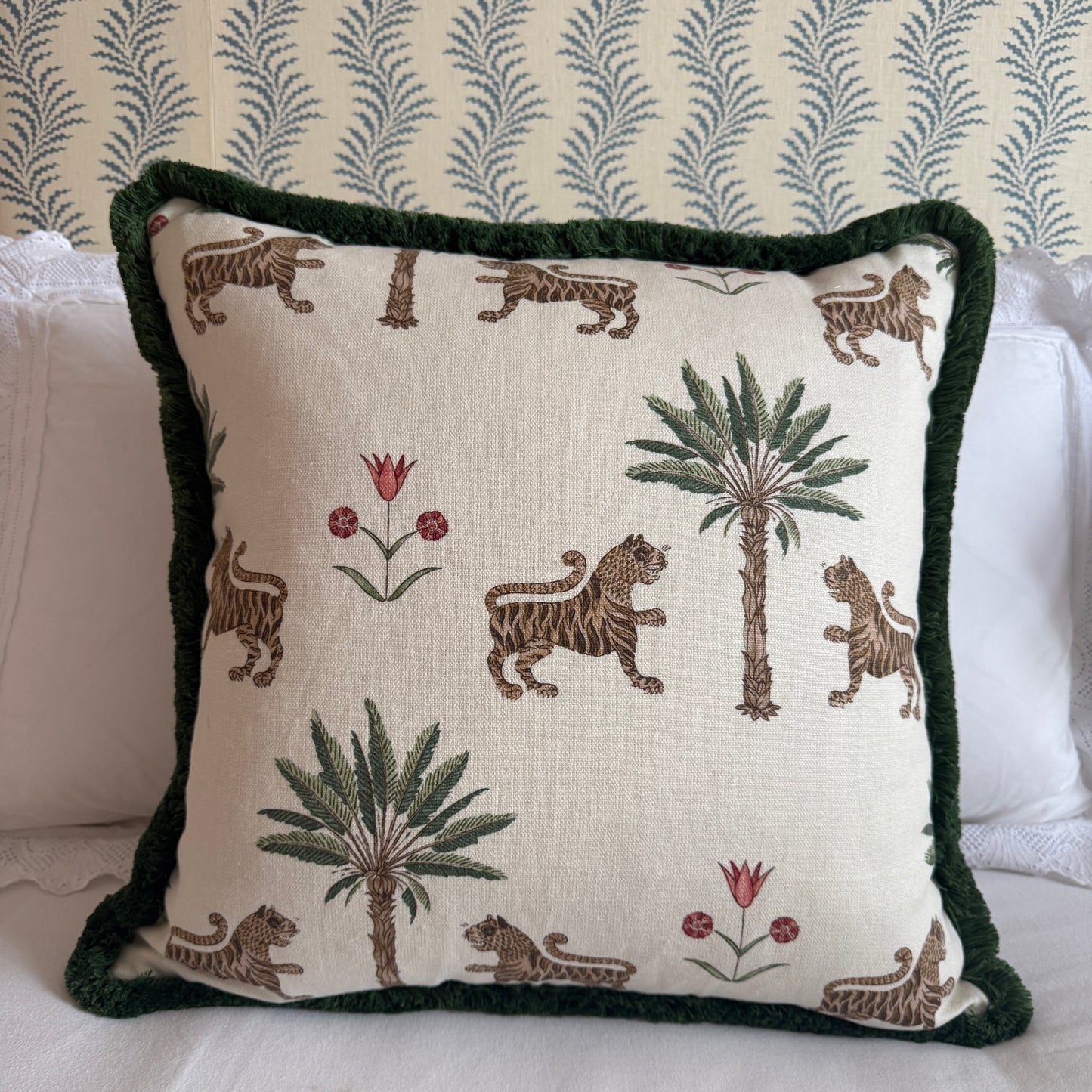Bespoke Tiger Palm Cocoa Cushion