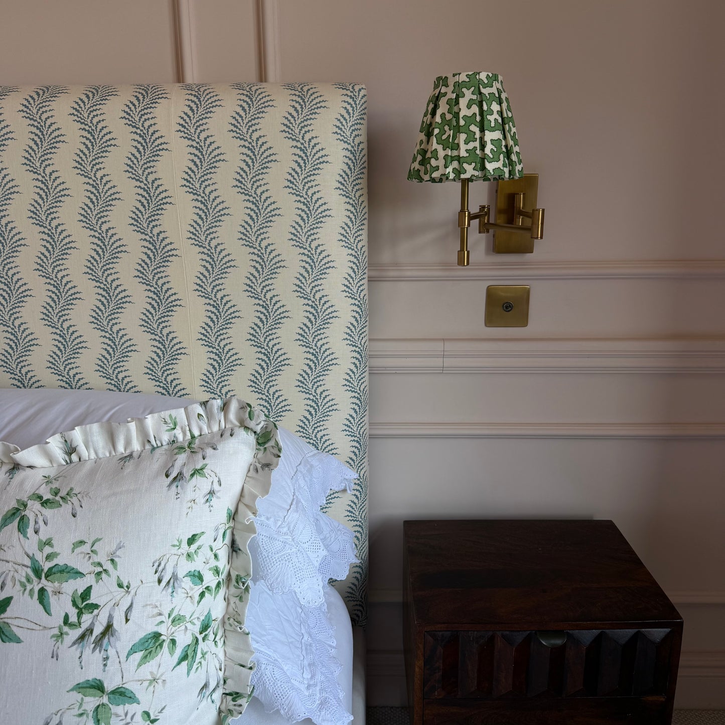 Green Squiggle Box Pleat Lampshade