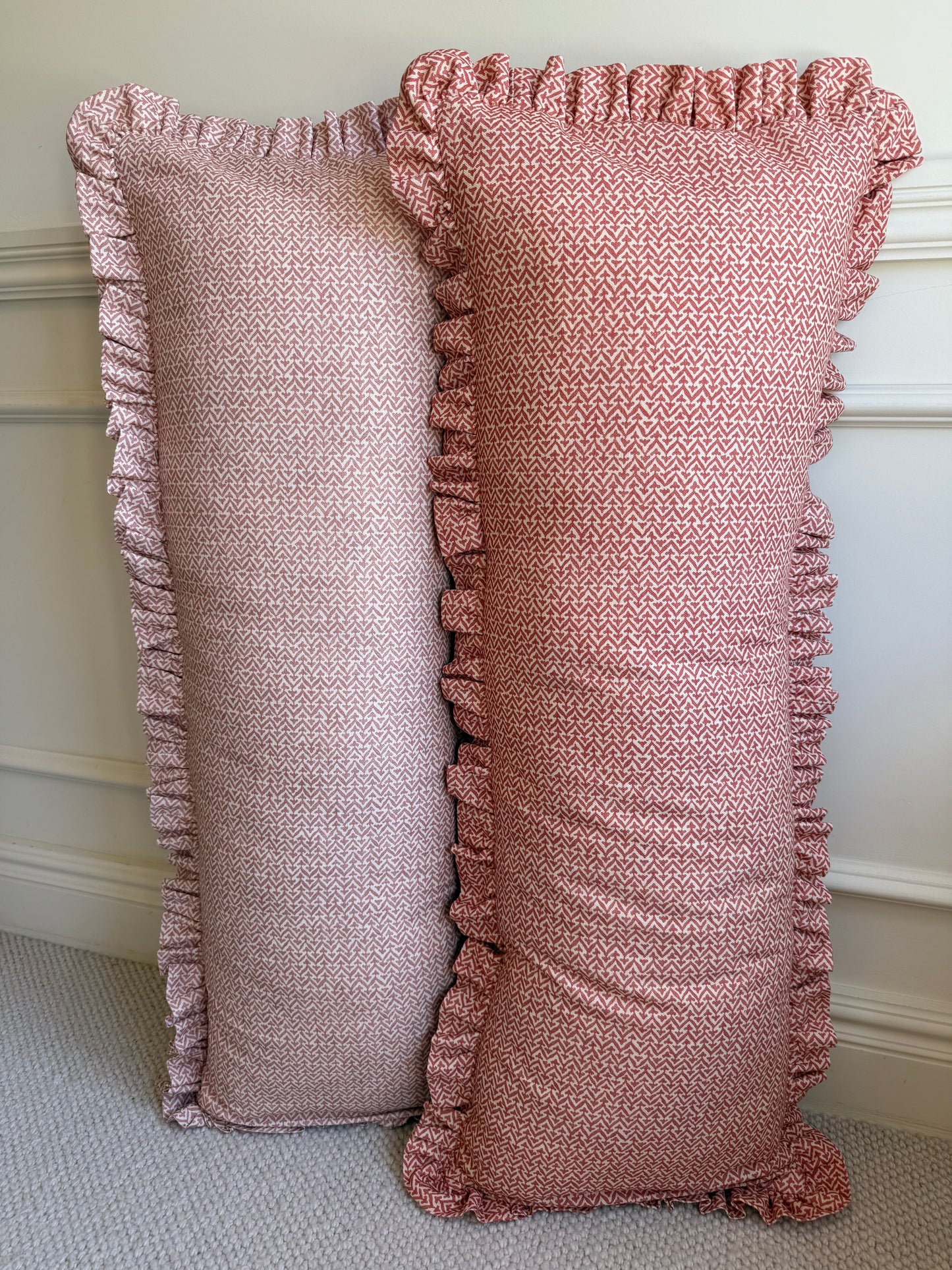 ‘Bigger Than the Baby’ Frilly Tilly Cushion - Red