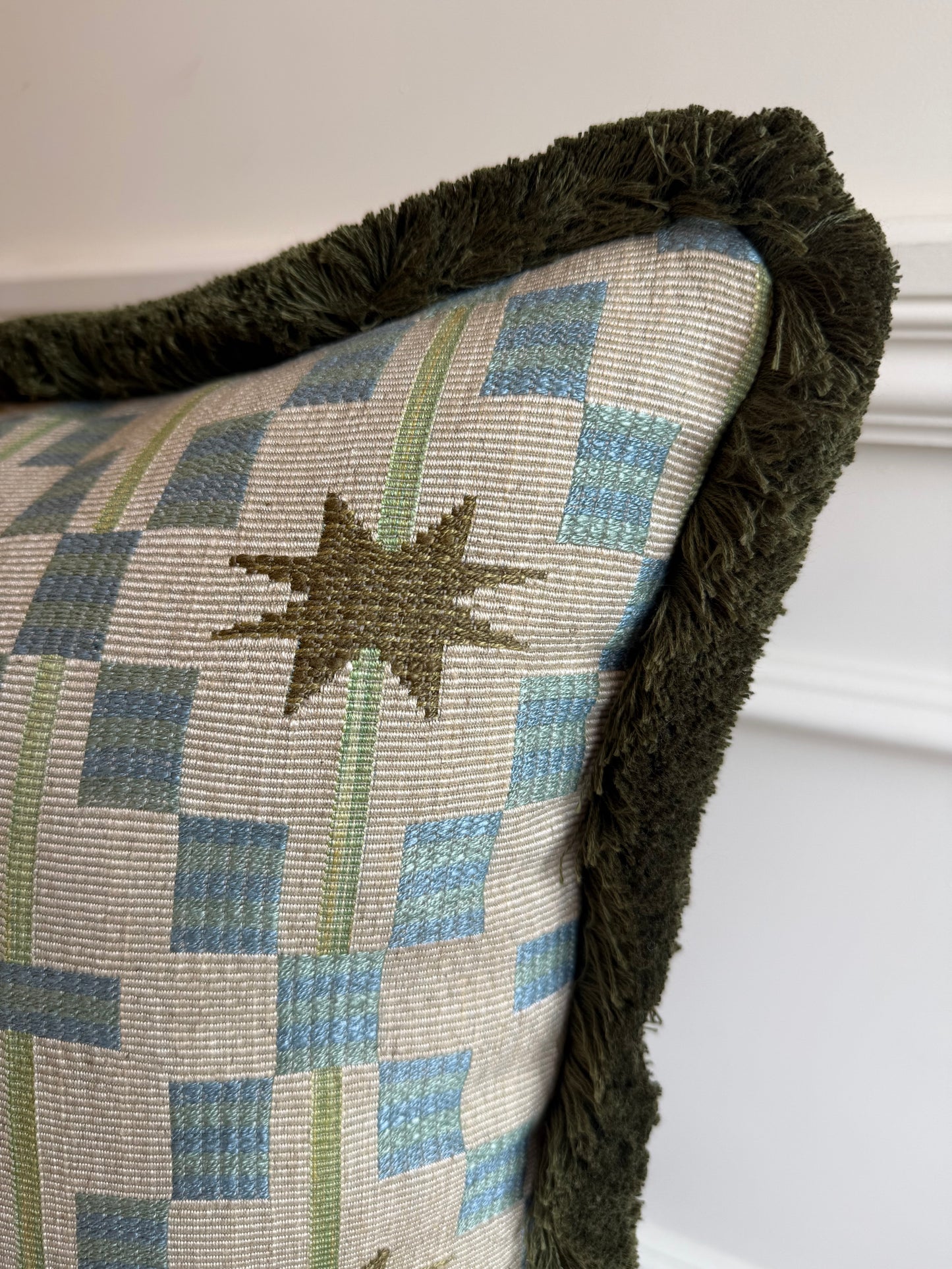 Afua Olive Fringed Cushion