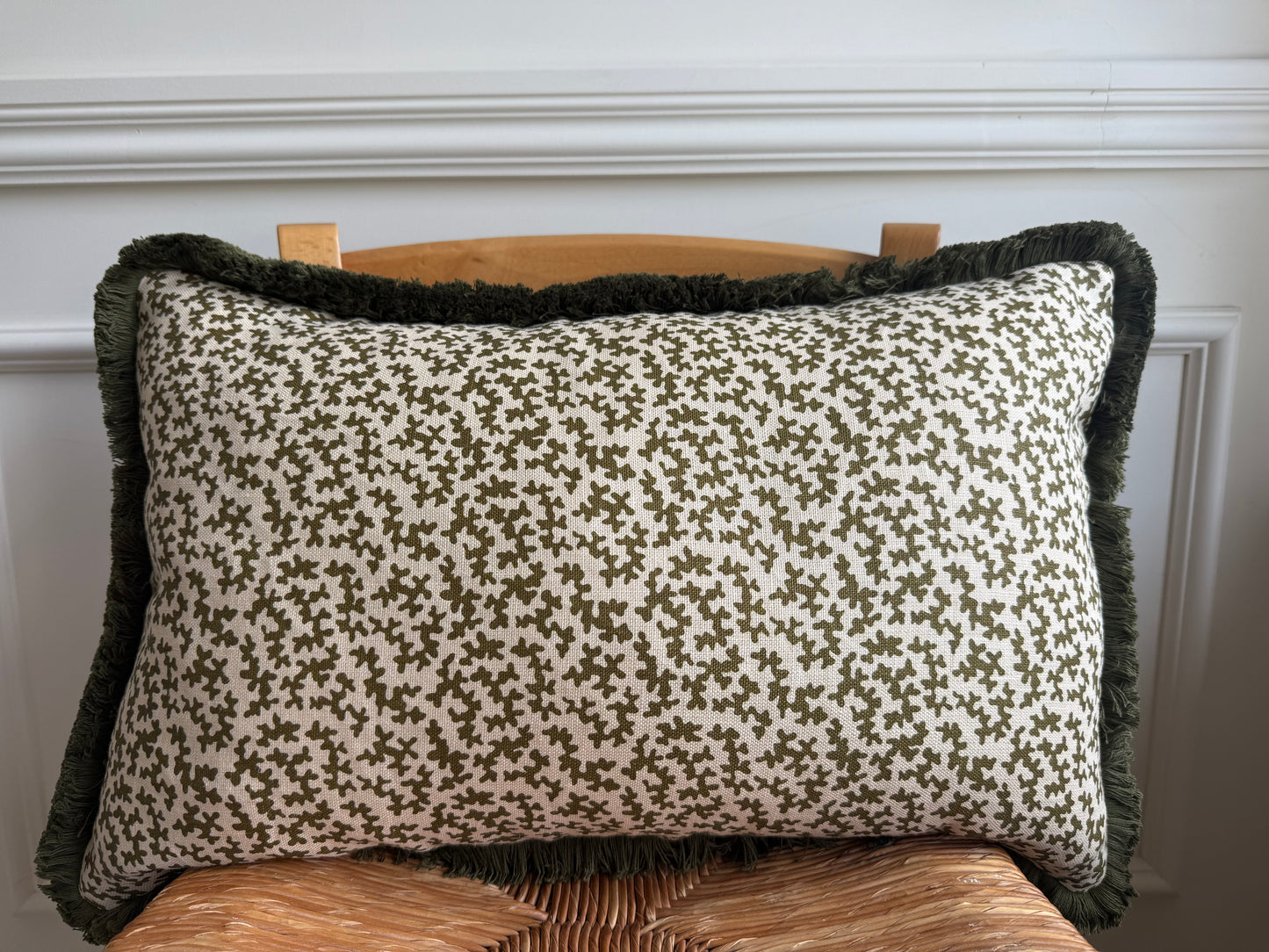 Sibyl Colefax Khaki Seaweed Fringed Cushion