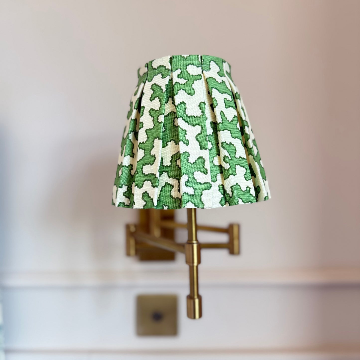 Green Squiggle Box Pleat Lampshade