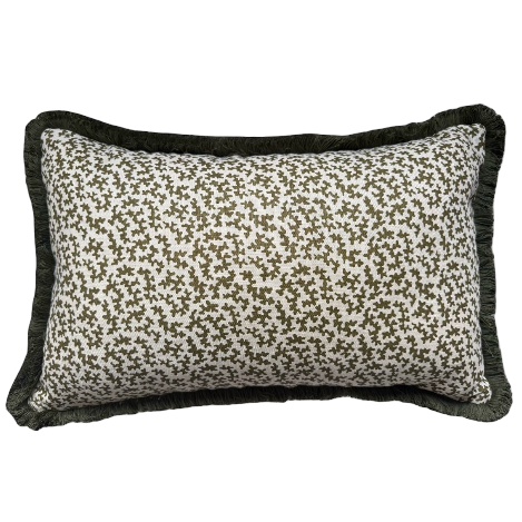 Sibyl Colefax Khaki Seaweed Fringed Cushion