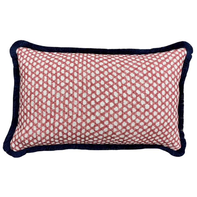 Fermoie Wicker Navy Fringed Lumber Cushion