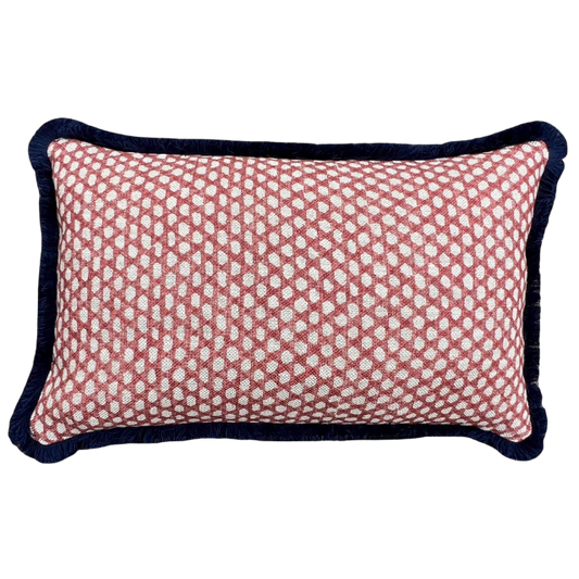 Fermoie Wicker Navy Fringed Lumber Cushion