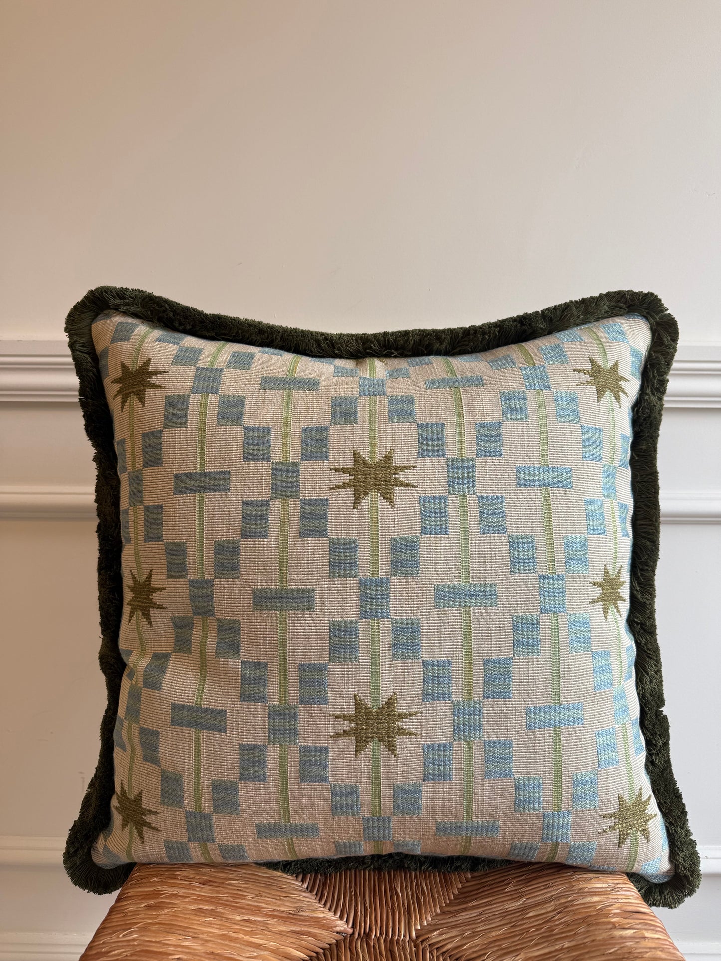 Afua Olive Fringed Cushion
