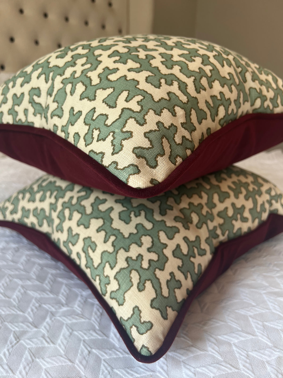 Sibyl Colefax Aqua Squiggle Cushion