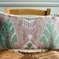 GP & J Baker Ikat Bokhara Rose Green Lumber Cushion