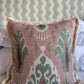 GP & J Baker Ikat Bokhara Rose Green Cushion