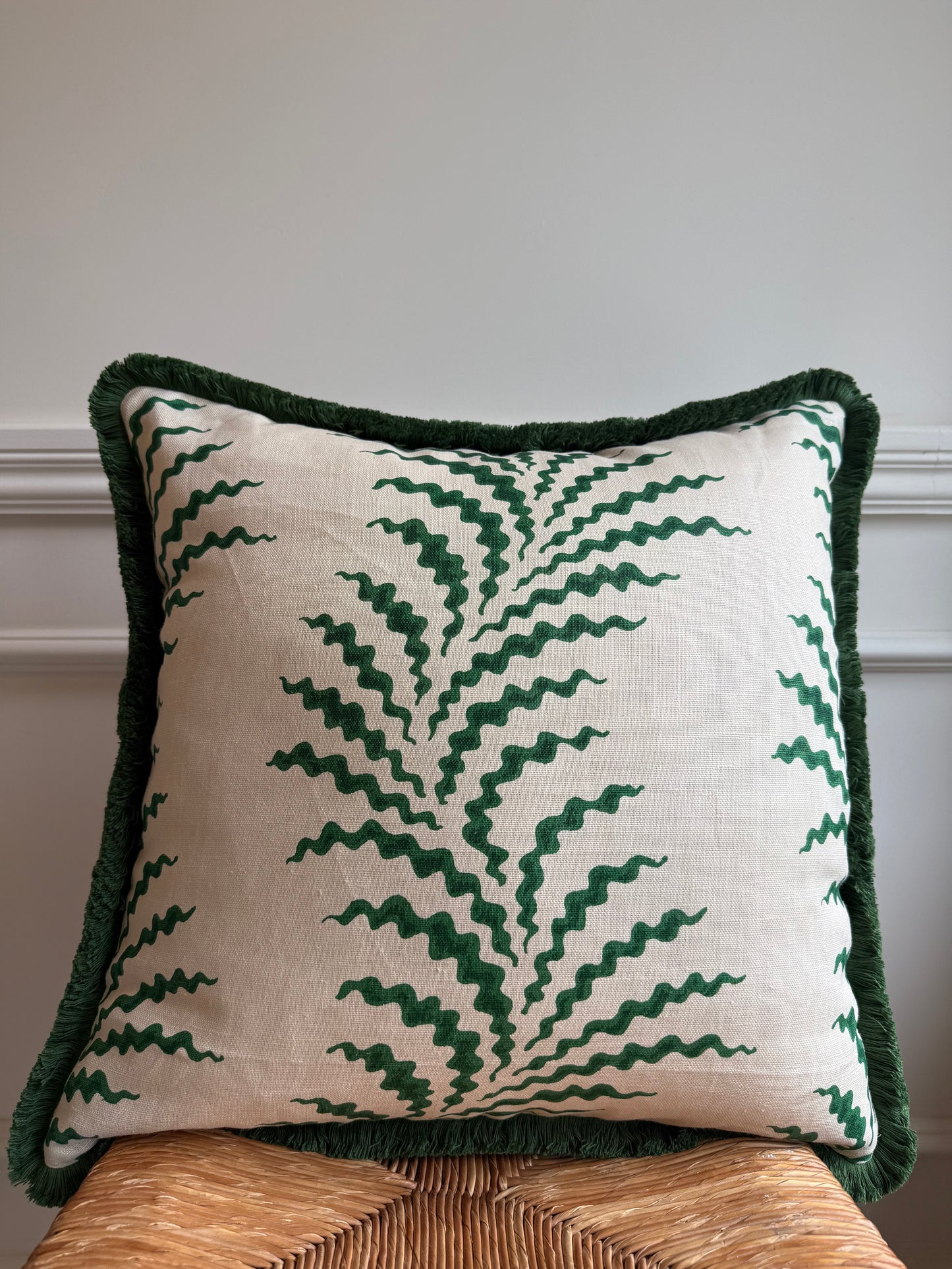 Scrolling Fern Fringed Cushion