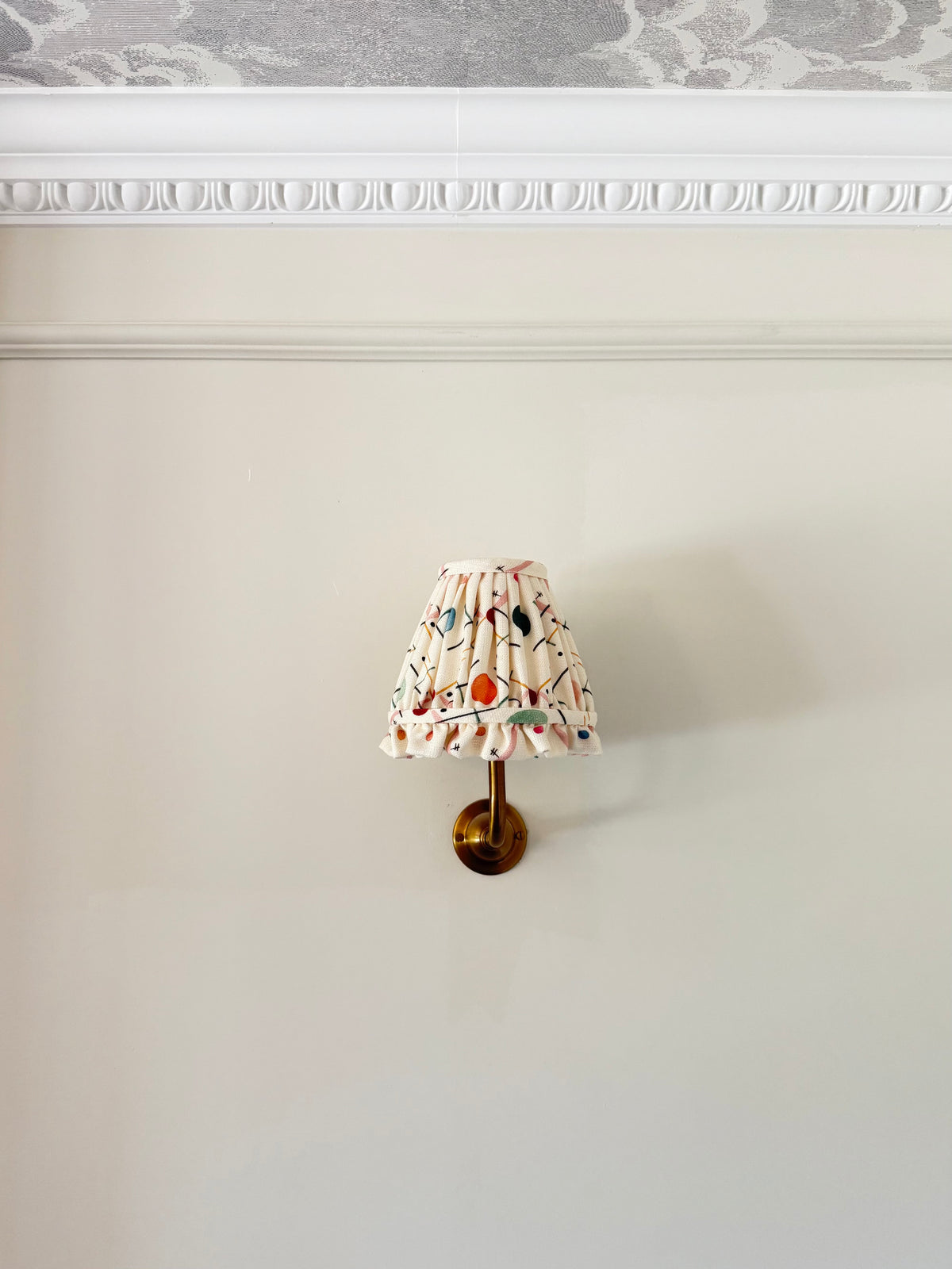 Luxury gather pleated lampshade in Ottoline Improvisation premium designer fabric