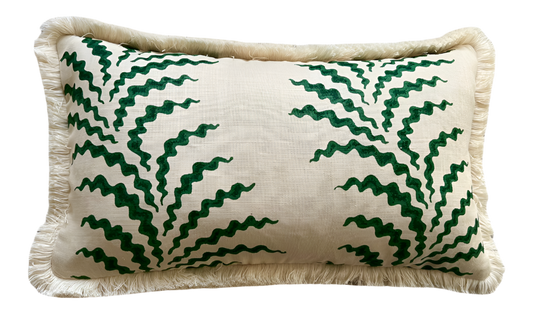 Soane Scrolling Fern Fringed Cushion