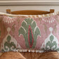 GP & J Baker Ikat Bokhara Rose Green Lumber Cushion