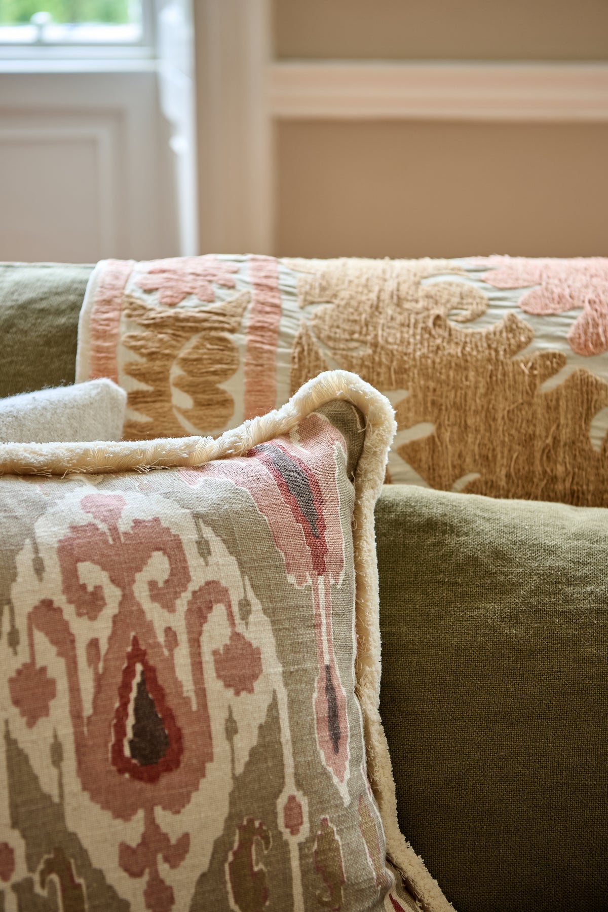 GP & J Baker Ikat Bokhara Neutral Cushion