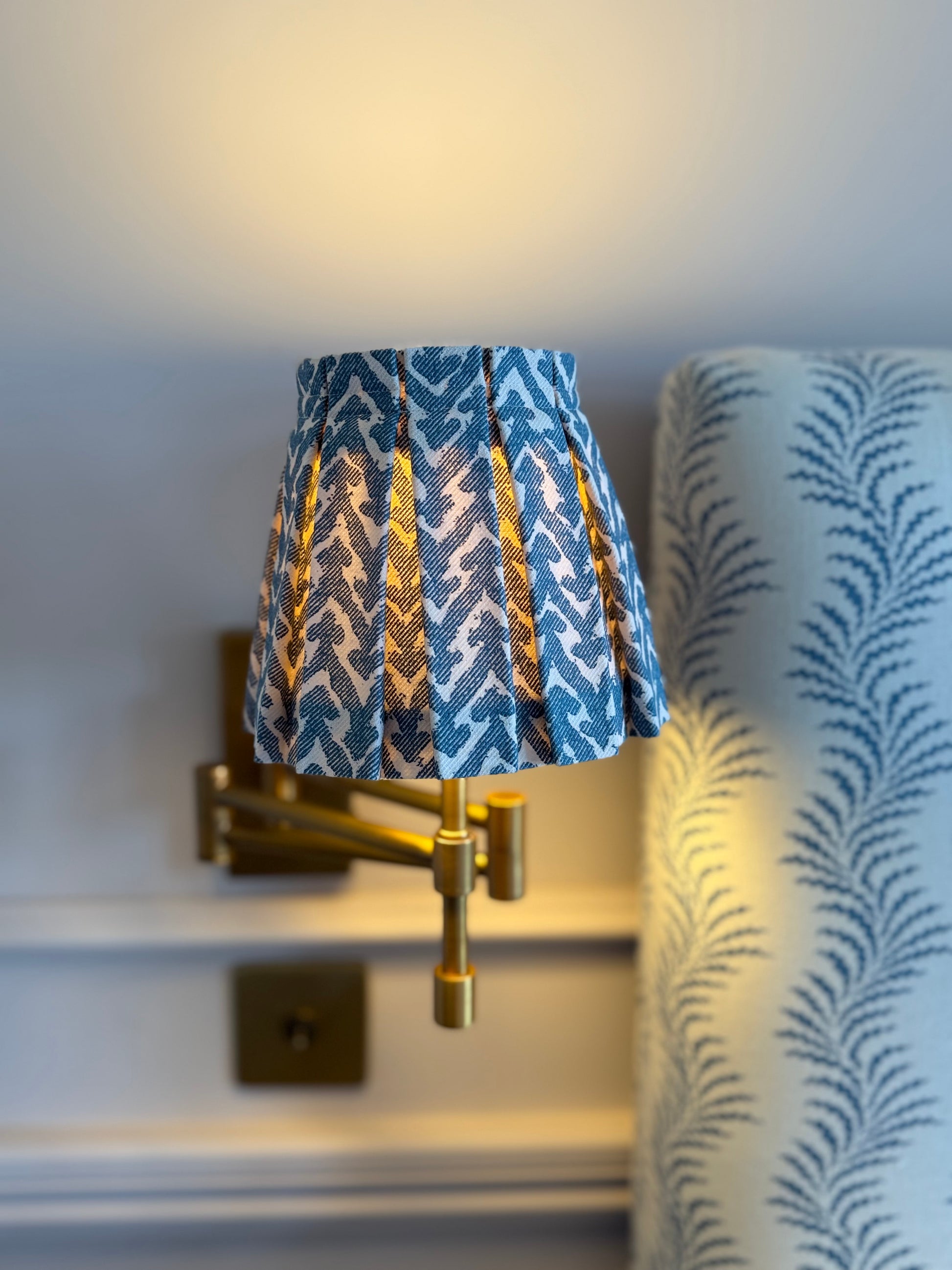 Luxury box pleat lampshade in Fermoie Rabanna premium designer fabric