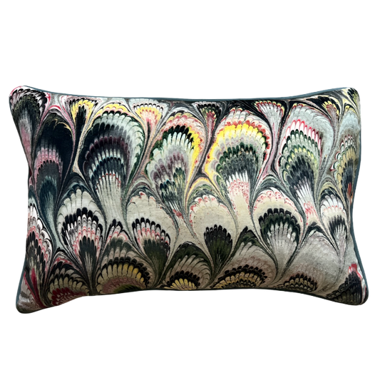 Beata Heuman Marbelised Velvet Lumber Cushion