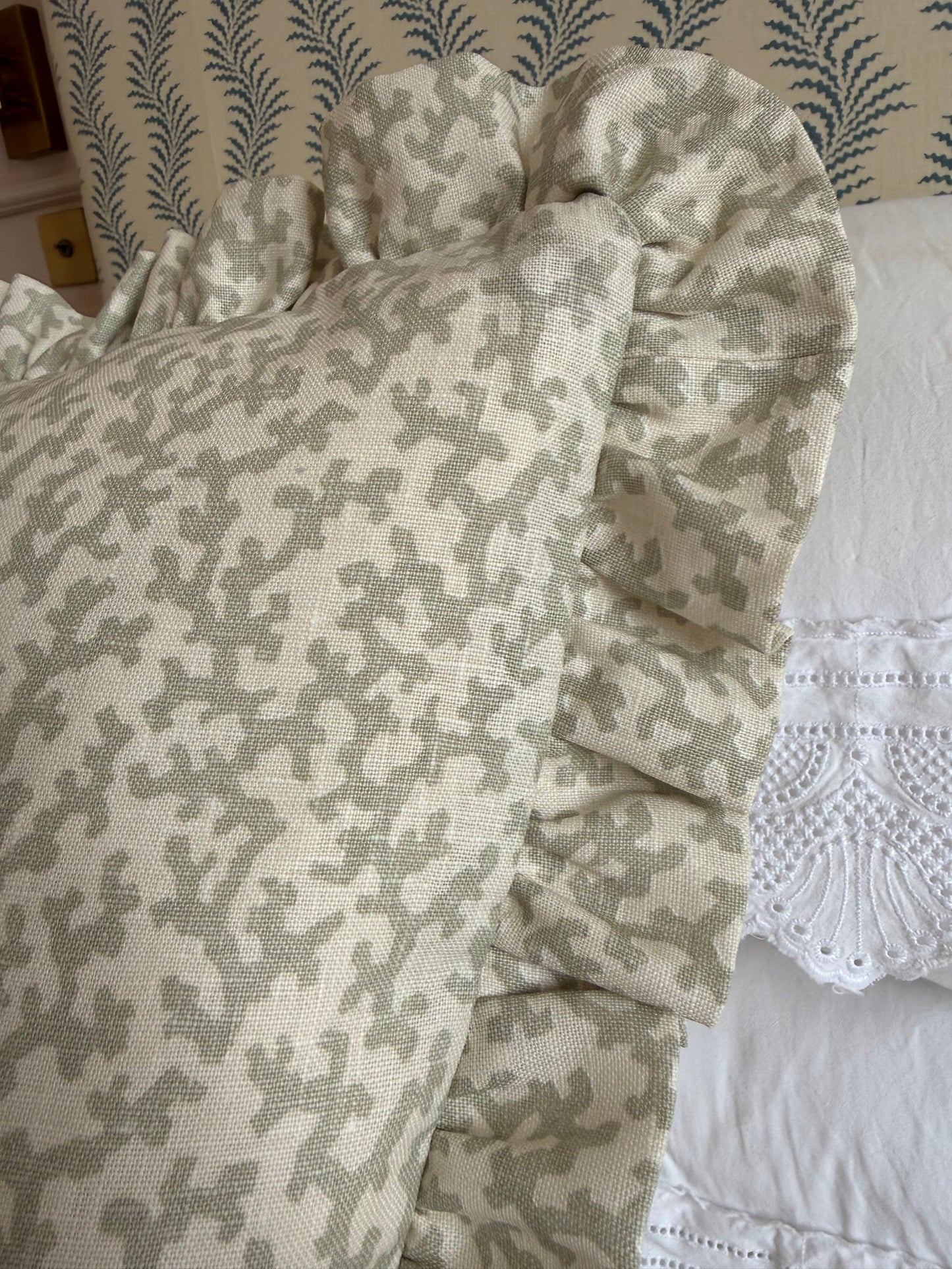 Veere Grenney Folly Sage Ruffled cushion