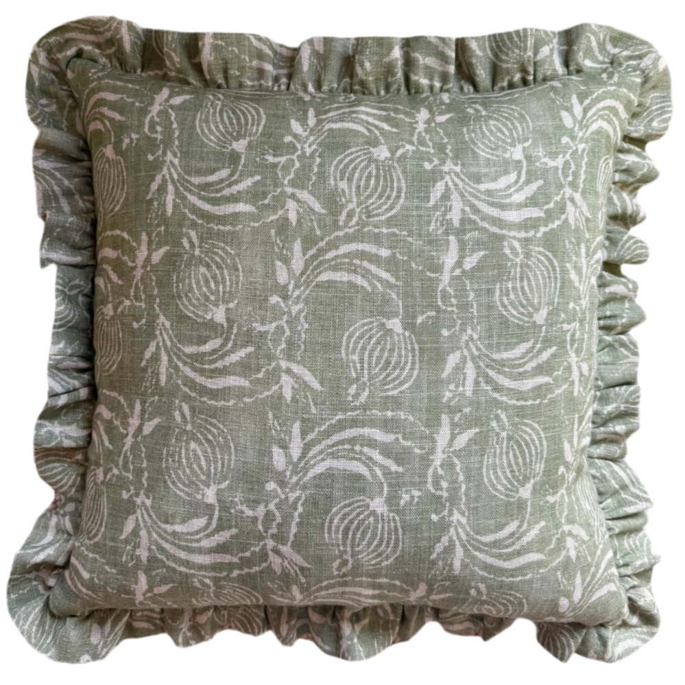 GP & J Baker Pomegranate Ruffled Cushion