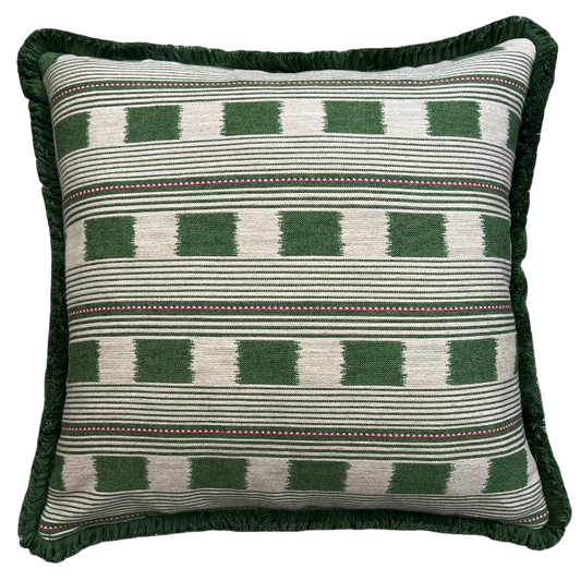 Green Lost & Found Fringed Cushion