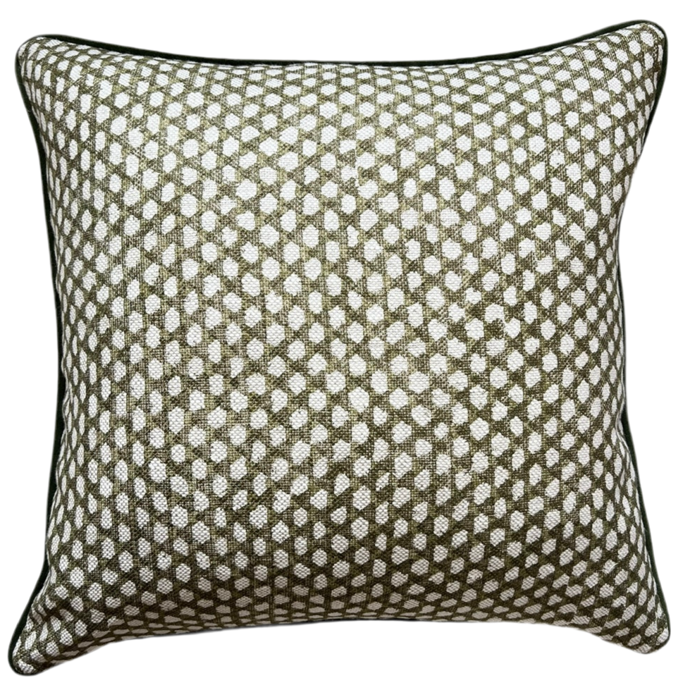 Fermoie Wicker Green Piped Cushion