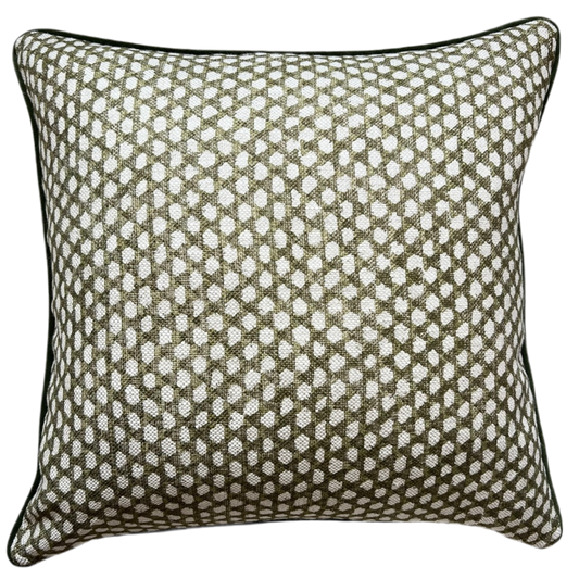 Fermoie Wicker Green Piped Cushion