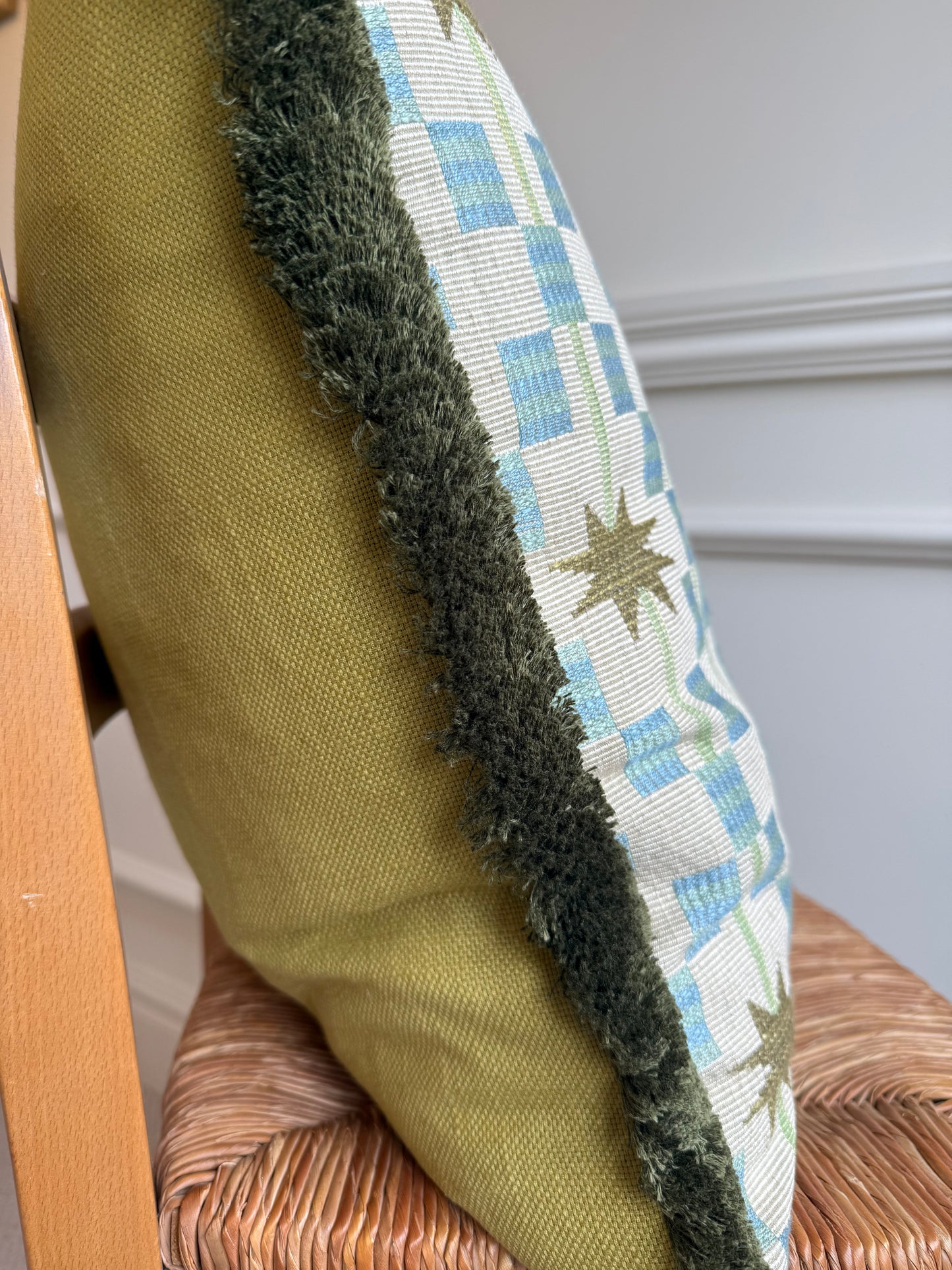 Afua Olive Fringed Cushion
