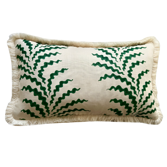 Soane Scrolling Fern Fringed Cushion