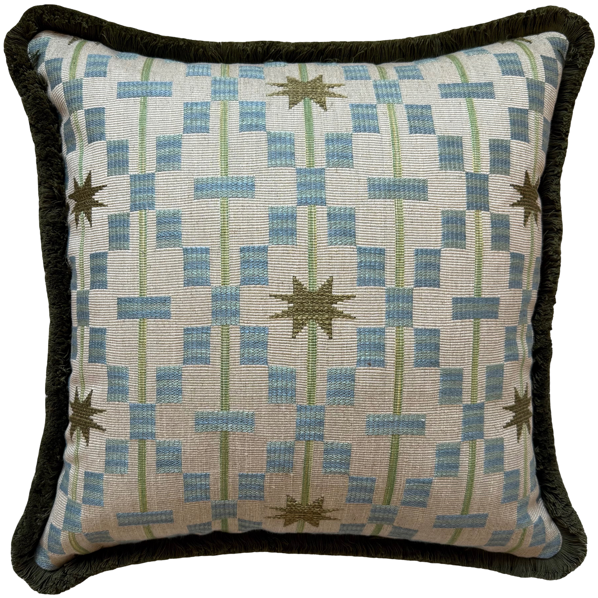 Afua Olive Fringed Cushion