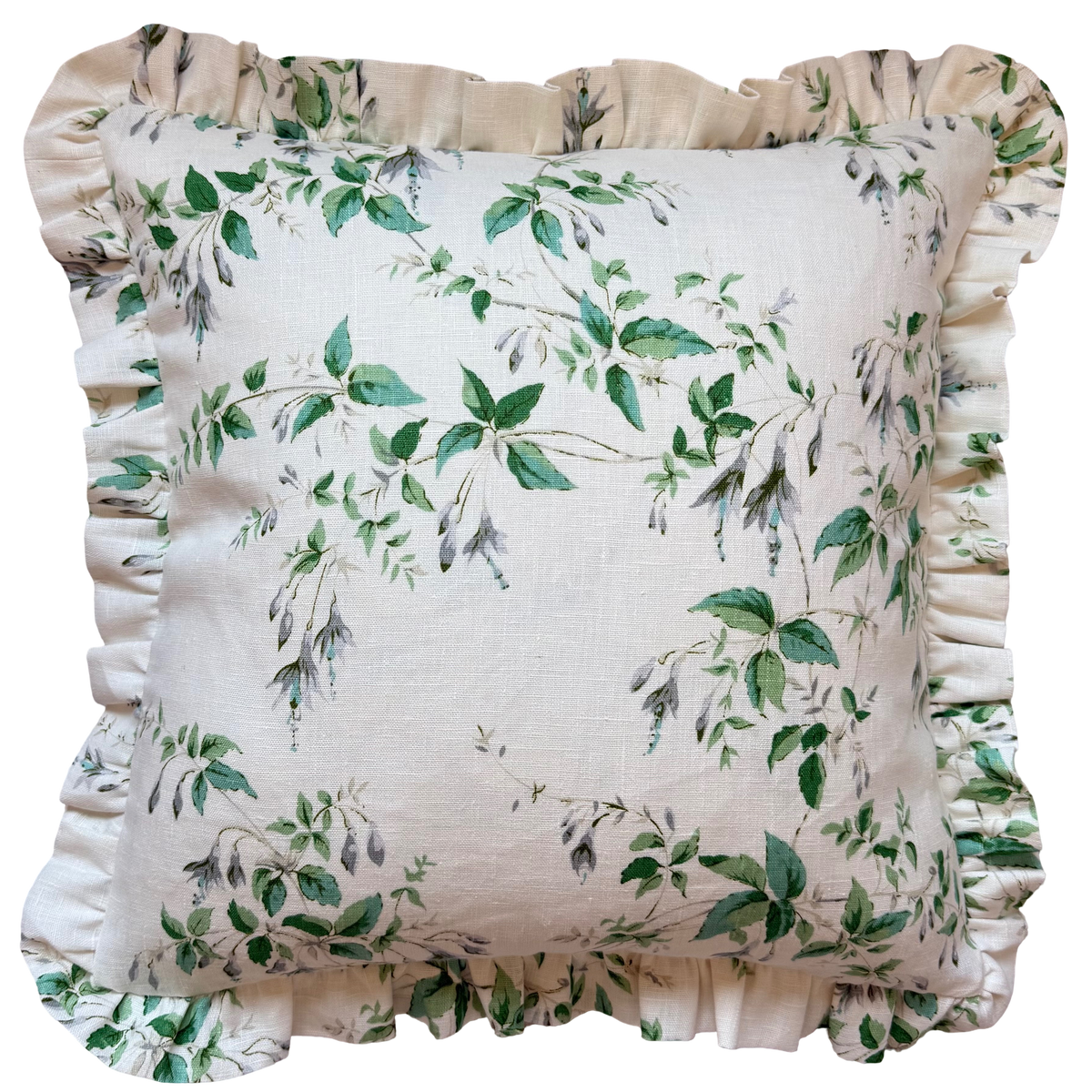 Colefax & Fowler Fuchsia Silver / Leaf Ruffled Cushion