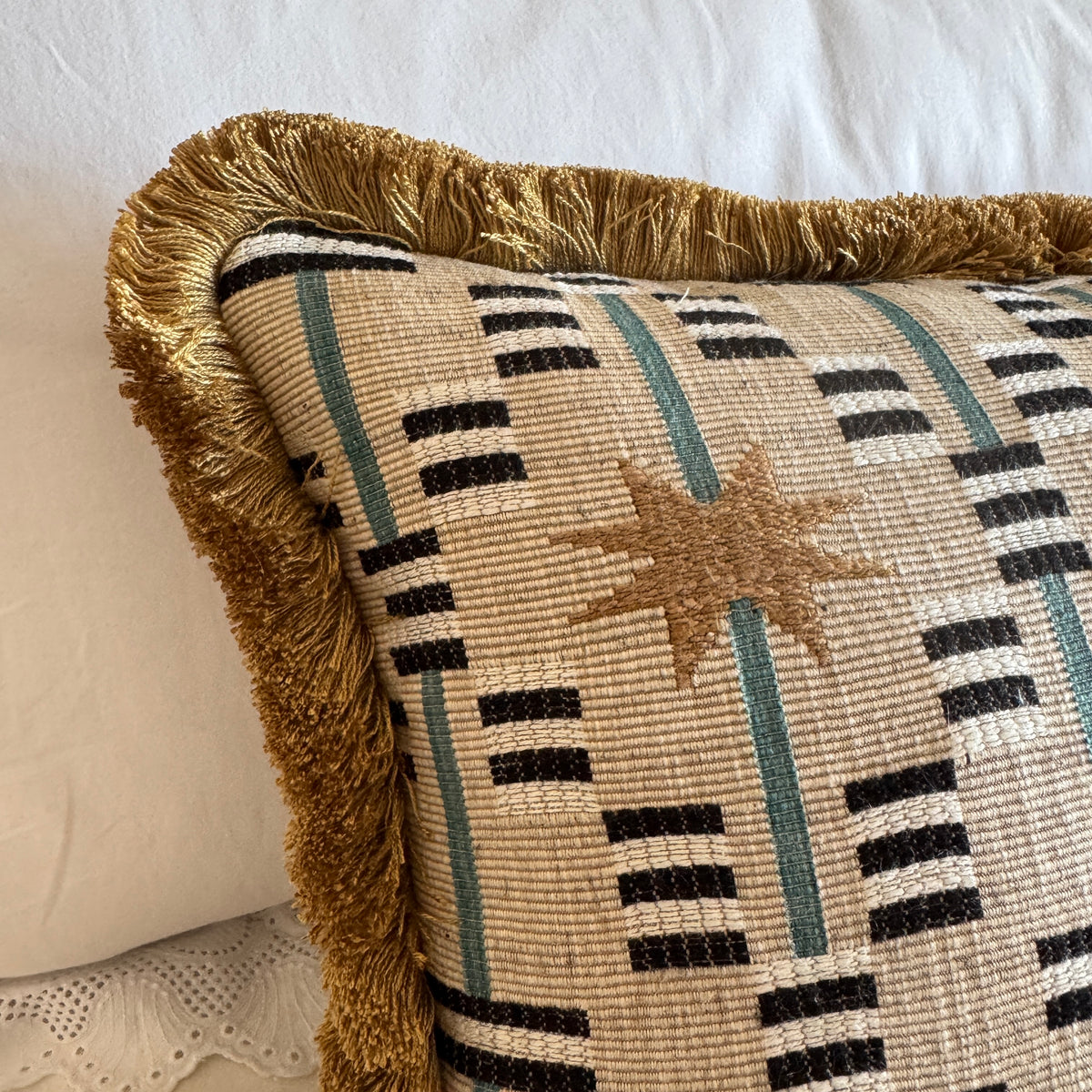Afua Walnut Fringed Cushion