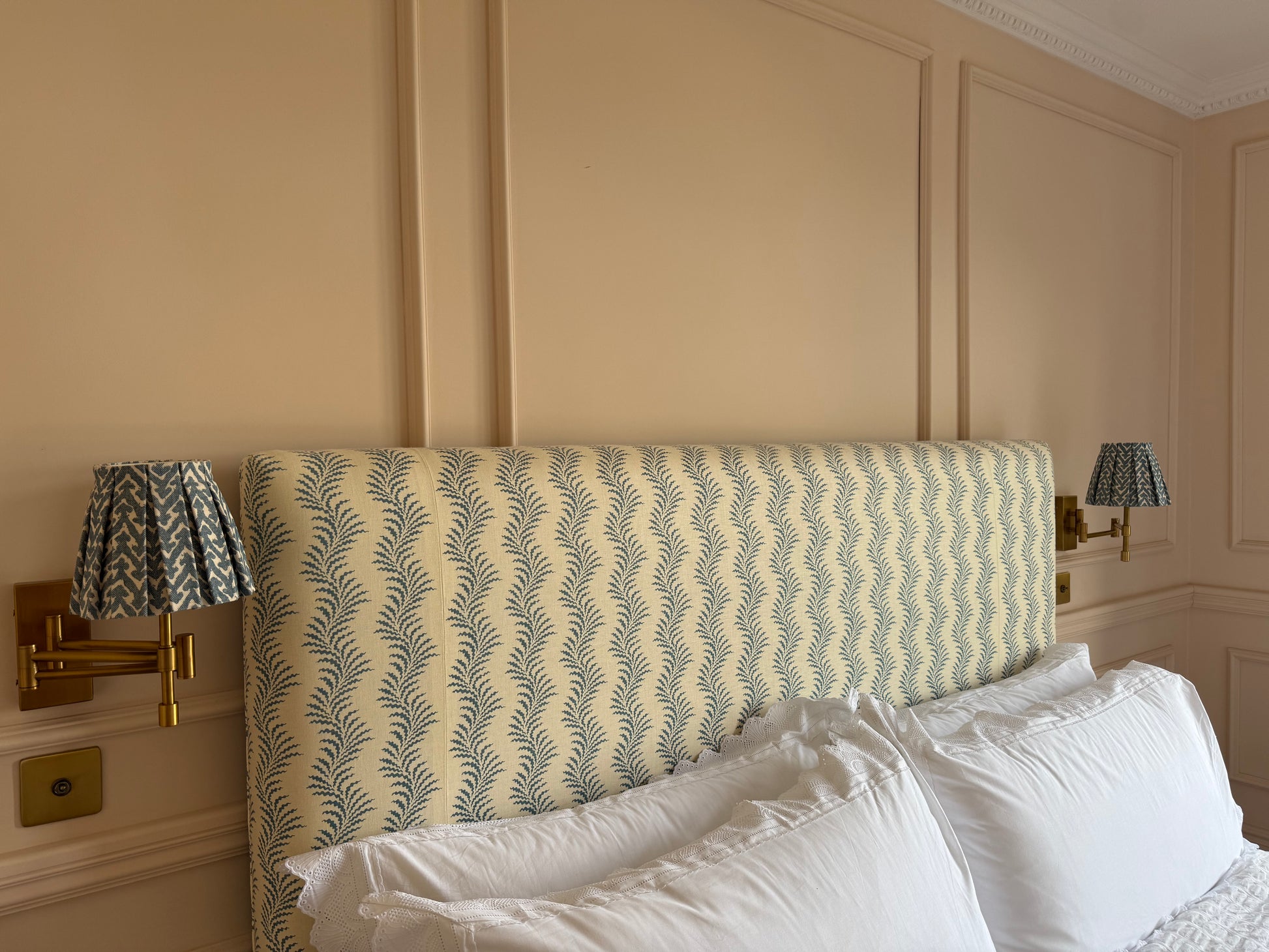 Luxury box pleat lampshade in Fermoie Rabanna premium designer fabric