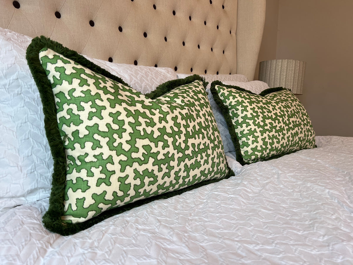 Sibyl Colefax Green Squiggle Fringed Cushion